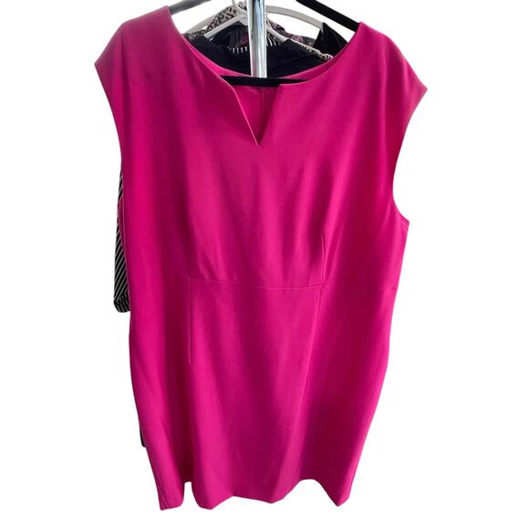 Kasper Pink Split Neck Sleeveless Sheath Career Dress NWOT 22W - Picture 2 of 4